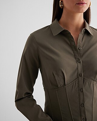 Long Sleeve Button Up Corset Shirt