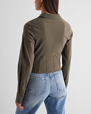 Long Sleeve Button Up Corset Shirt