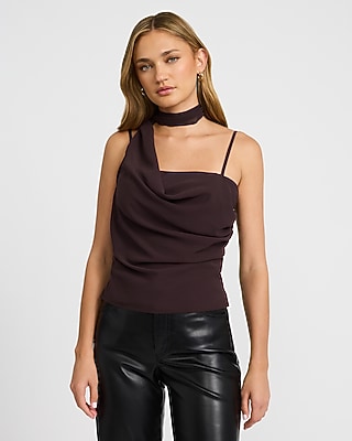 Georgette Square Neck Scarf Draped Cami