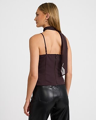 Georgette Square Neck Scarf Draped Cami