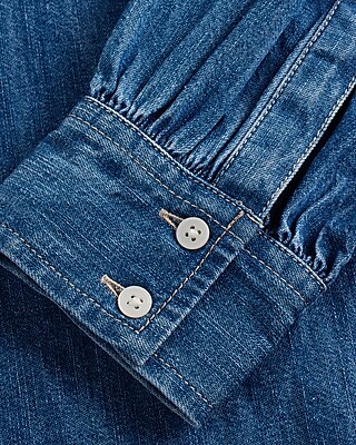 Relaxed Denim Tie Neck Portofino Shirt