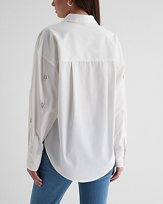 Poplin Embellished Boyfriend Portofino Shirt