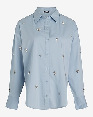 Poplin Embellished Boyfriend Portofino Shirt