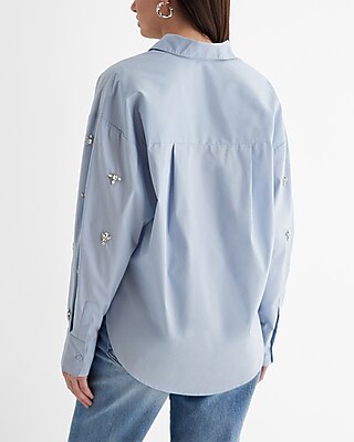 Poplin Embellished Boyfriend Portofino Shirt