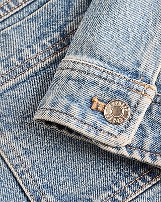 Medium Wash Cropped Denim Shacket