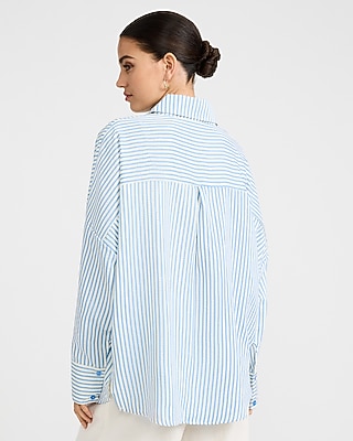 Striped Chest Pocket Oversized Shirt