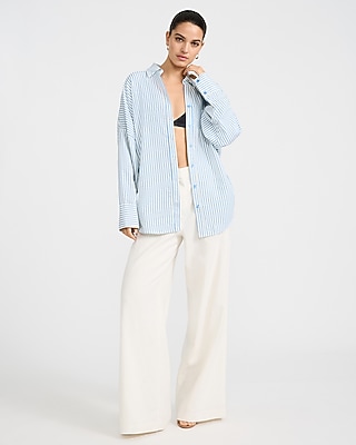 Striped Chest Pocket Oversized Shirt