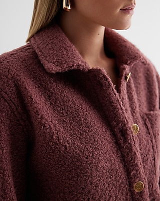 Teddy Novelty Button Shacket