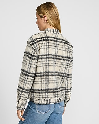 Fuzzy Plaid Cap Sleeve Shacket