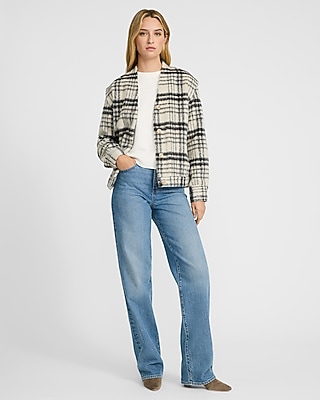 Fuzzy Plaid Cap Sleeve Shacket