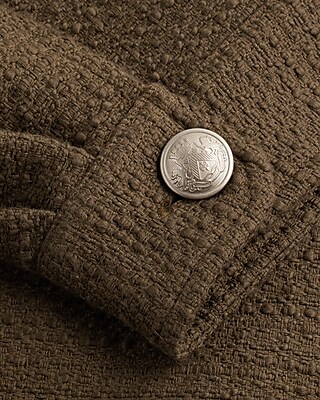 Tweed Novelty Button Cropped Shacket