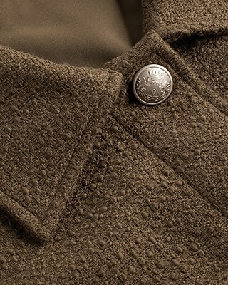 Tweed Novelty Button Cropped Shacket
