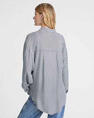 Striped Double Chest Pocket Boyfriend Portofino Shirt