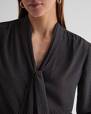 Relaxed Polka Dot Tie Neck Portofino Shirt