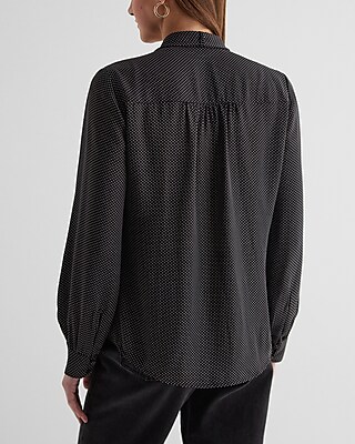Relaxed Polka Dot Tie Neck Portofino Shirt
