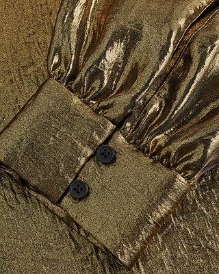 Metallic Relaxed Tie Neck Portofino Shirt | Express