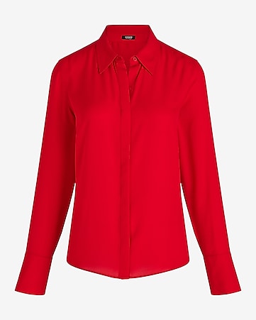 Women's Red Work Tops - Dress Shirts & Blouses For Work - Express