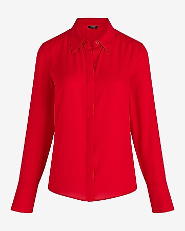 Women's Red Work Tops - Dress Shirts & Blouses For Work - Express