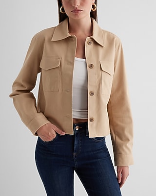 Twill Cropped Shacket