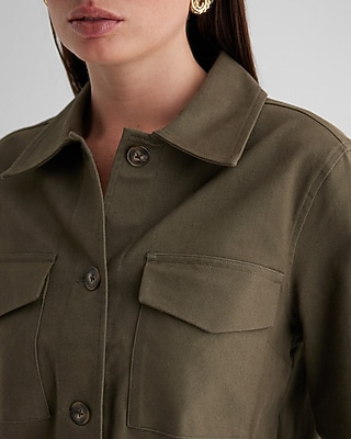 Twill Cropped Shacket