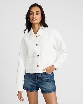 Diamond Quilted Cropped Shacket