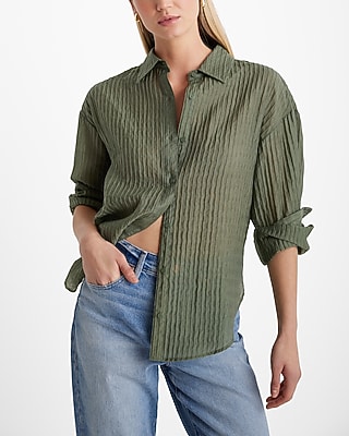 Textured Striped Boyfriend Portofino Shirt