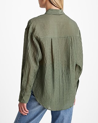 Textured Striped Boyfriend Portofino Shirt