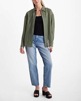 Textured Striped Boyfriend Portofino Shirt