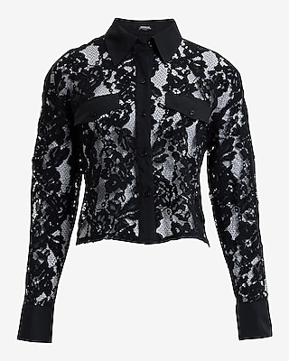 Lace Cropped Portofino Shirt