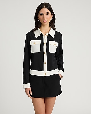 Color Block Cropped Shirt
