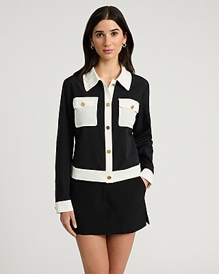 Color Block Cropped Shirt