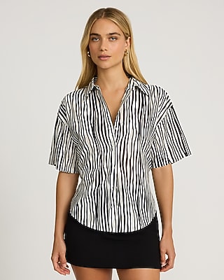 トップス Italy N 21 Blue Striped Cotton Embroidered Off Shoulder Top