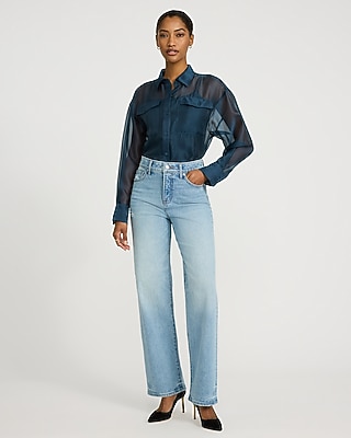 Sheer Crepe Double Pocket Boyfriend Shirt