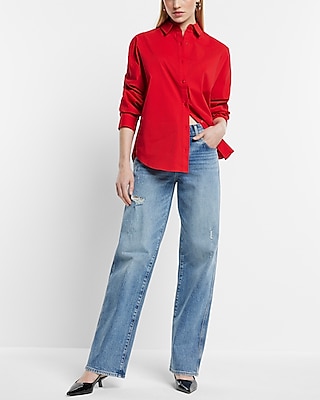 Stretch Cotton Poplin Boyfriend Shirt