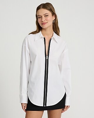 Zip Front Boyfriend Portofino Shirt