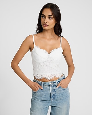 Lace Bustier Cropped Cami | Express