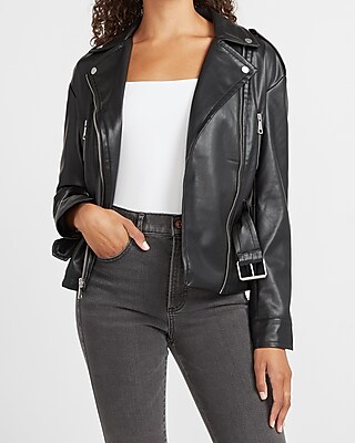 ladies faux leather jacket