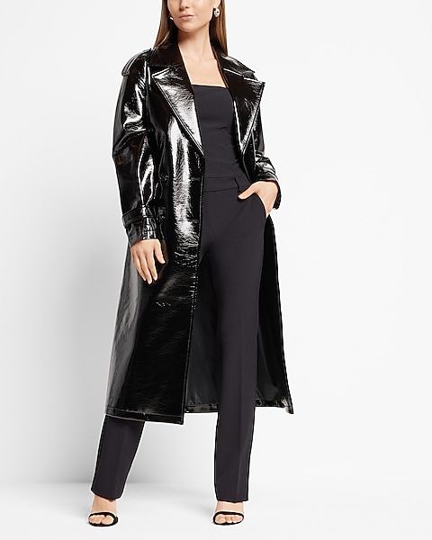 Patent Leather Belted Trench Coat | Express