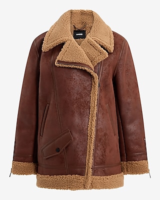 Faux Suede Sherpa Moto Jacket