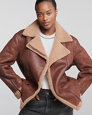 Faux Suede Sherpa Moto Jacket