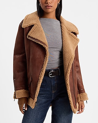 Faux Suede Sherpa Moto Jacket