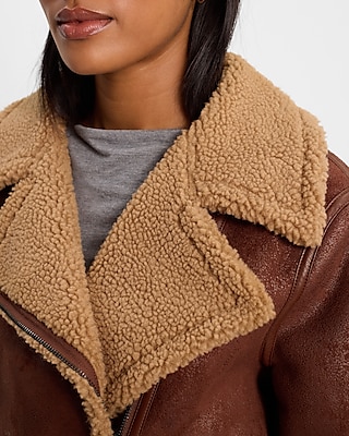 Faux Suede Sherpa Moto Jacket