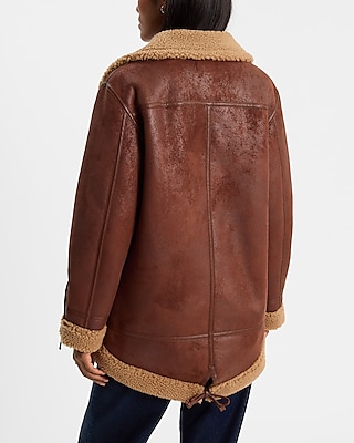 Faux Suede Sherpa Moto Jacket