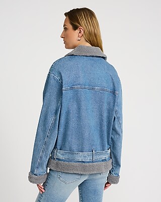 Denim Sherpa Moto Coat - image 2