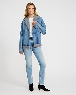 Denim Sherpa Moto Coat - image 4