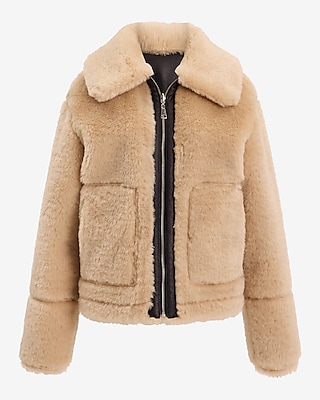 Reversible Faux Leather Shearling Jacket