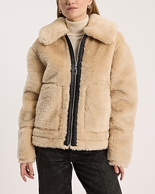 Reversible Faux Leather Shearling Jacket