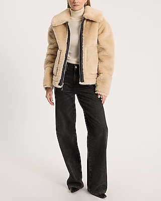 Reversible Faux Leather Shearling Jacket