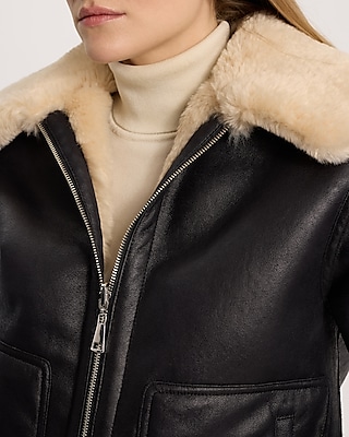 Reversible Faux Leather Shearling Jacket