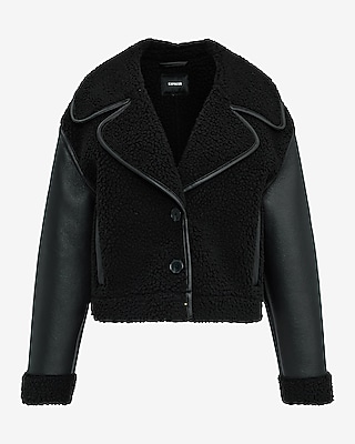 Faux Leather Shearling Coat